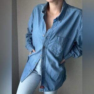 Dickies 90s-style Denim jean button down Shirt size men’s XL oversized